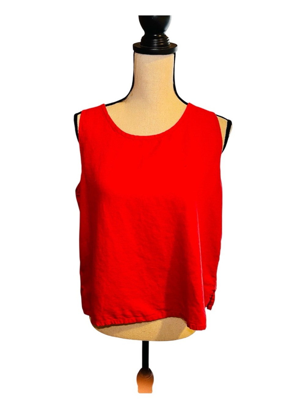 Flax  Red Sleeveless Linen Tank S